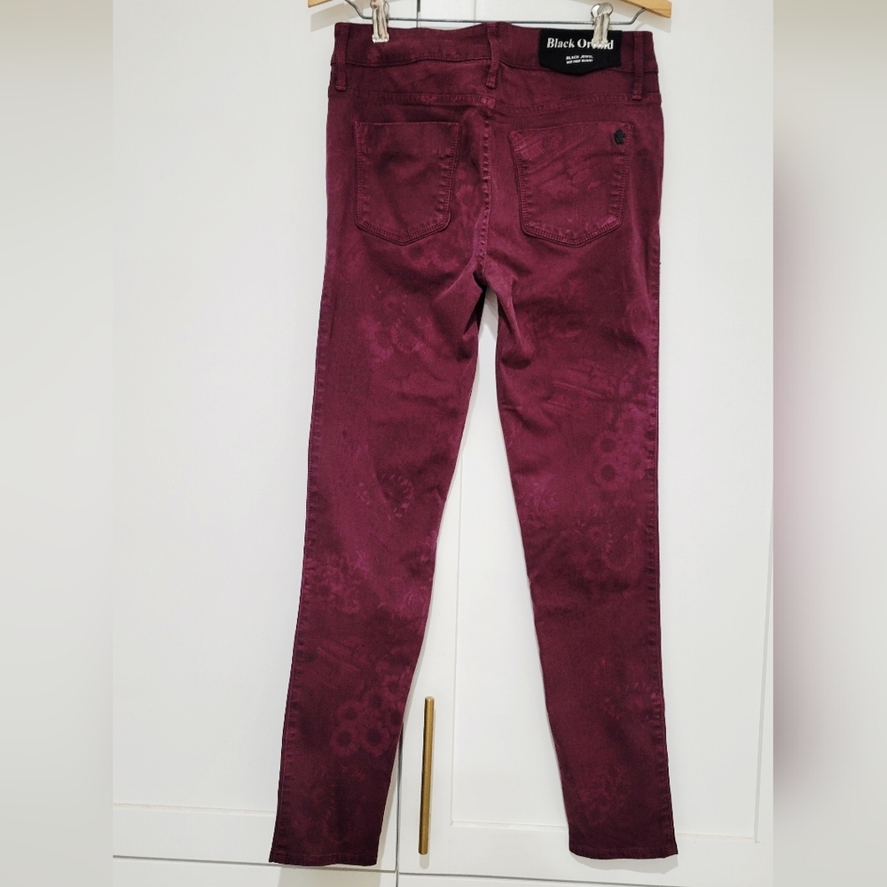NWT Black Orchid Burgundy Black Jewel Floral Skinny Jeans | Size 29 - Picture 2 of 9